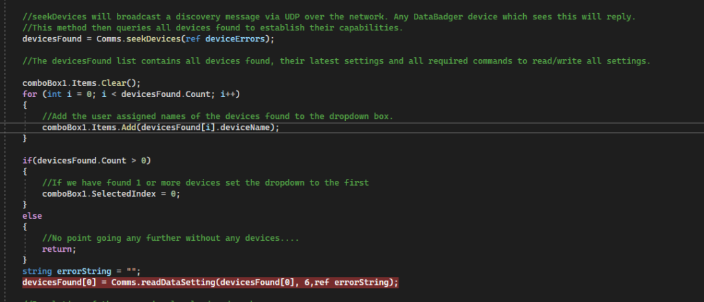 DataBadger API code example